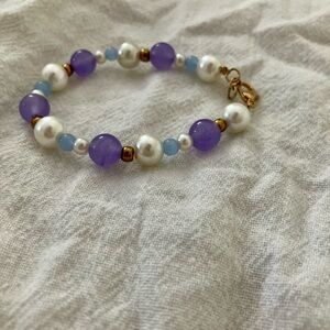 Elegant Purple and Gold Beaded Bracelet